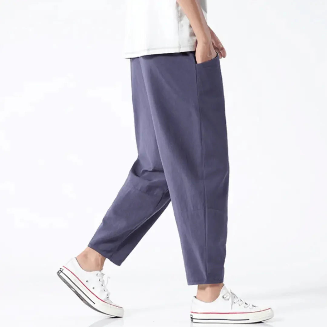 Kai | Men's Casual Wide Leg Cropped Trousers