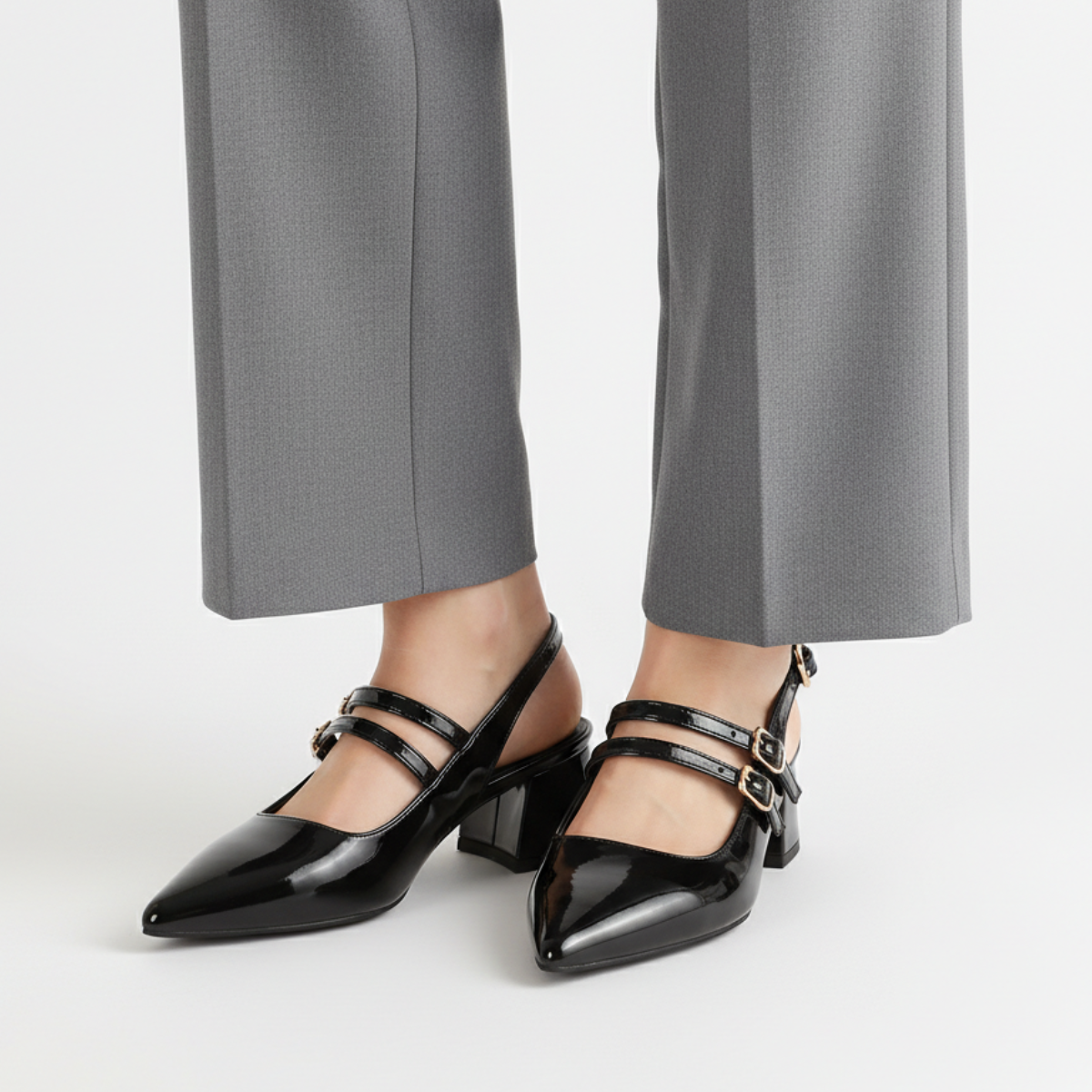 Isadora | Elegant Double Strap Mary Jane Slingback Heels