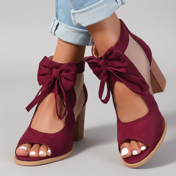 Sorella | Romantic Bow Tie Peep Toe Block Heels