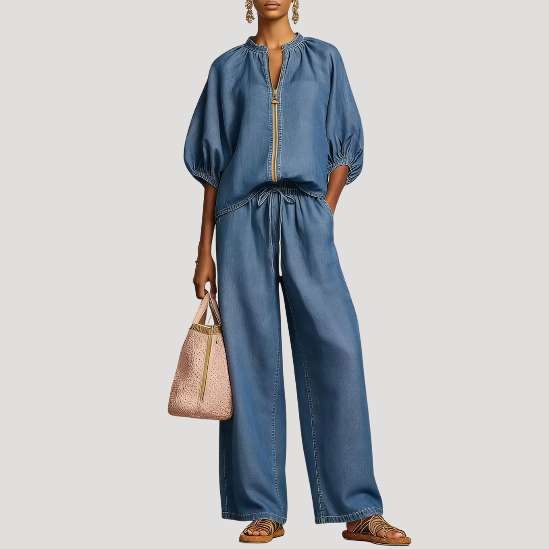 Celestria | Effortless Linen Puff Sleeve Going Out Sets
