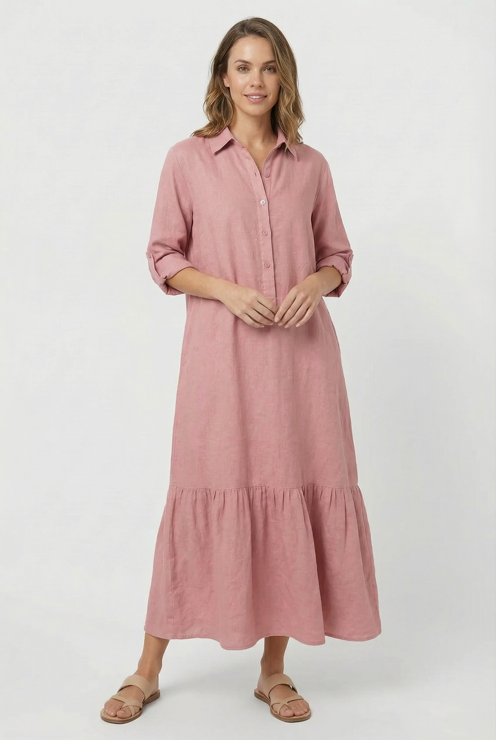 Clarissa | Effortless Tiered Shirt Maxi Dress