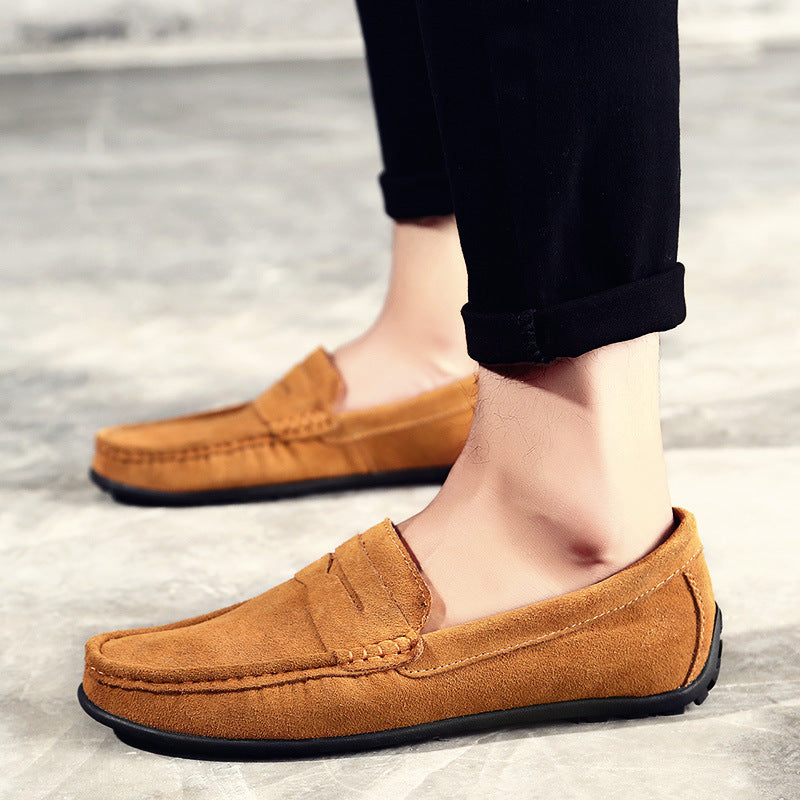 Men's Suede Penny Loafers - Moc Toe Rubber Sole