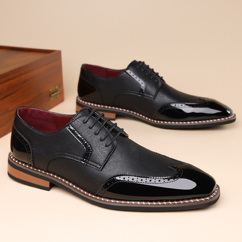 Harland | Men's Two-Tone Patent Leather Derby Brogues