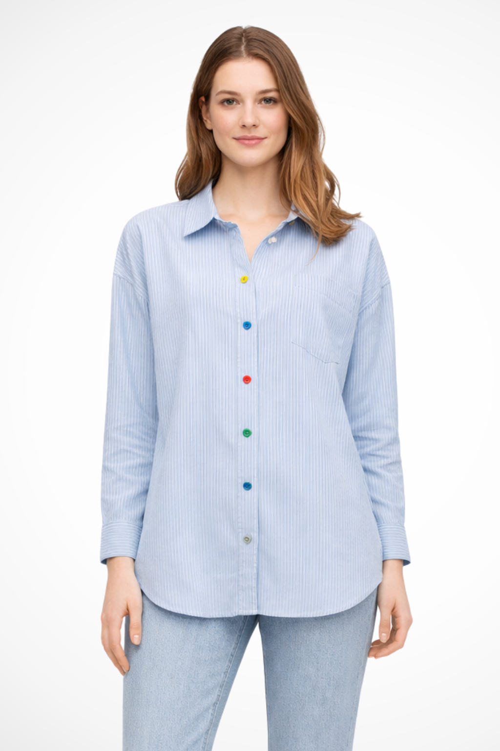 Rhea | Casual Striped Denim Oversized Shirt