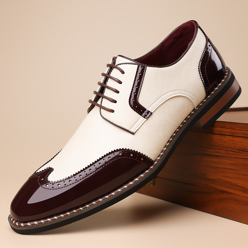 Harland | Men's Two-Tone Patent Leather Derby Brogues