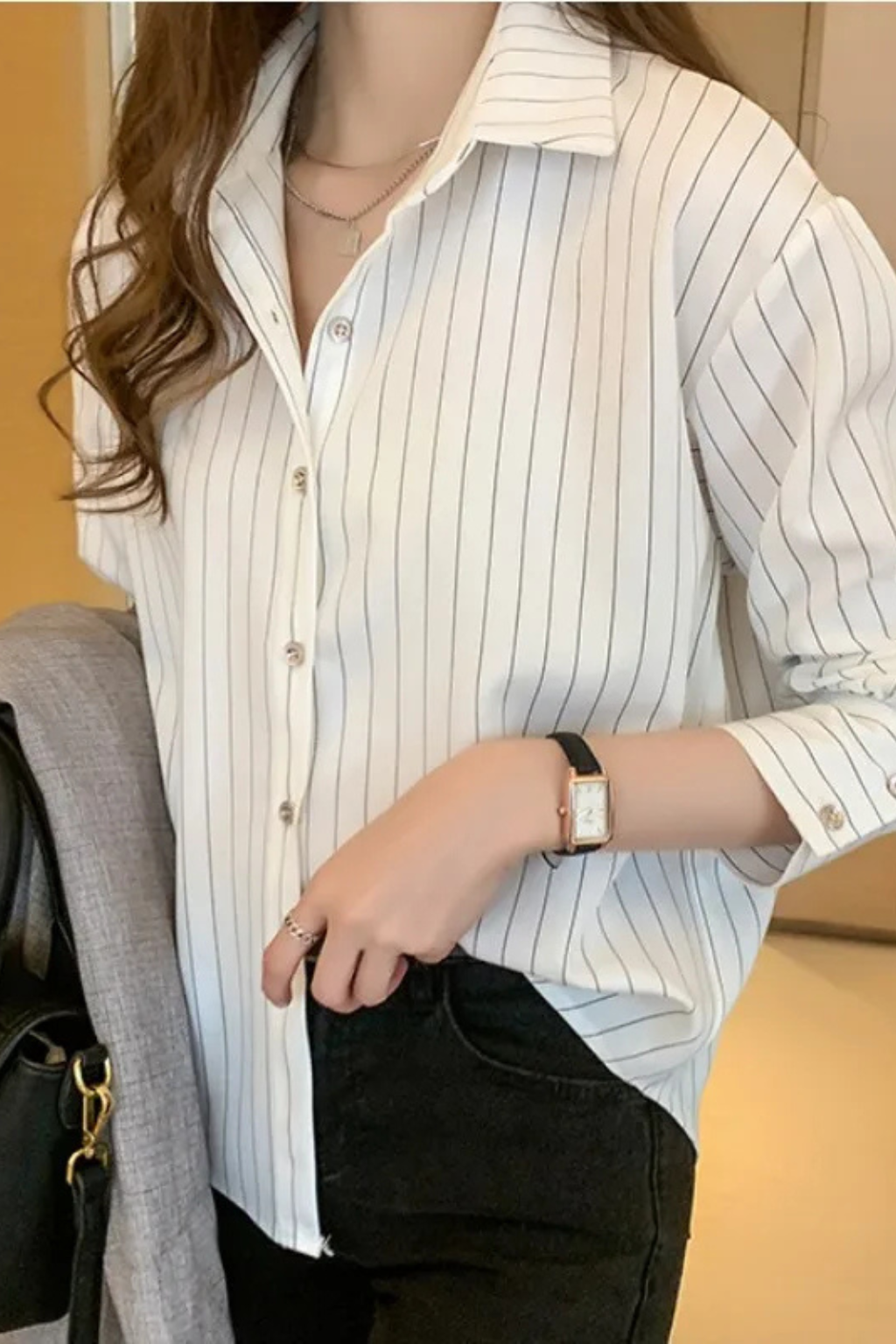 Felicity | Classic Pinstripe Button Down Shirt