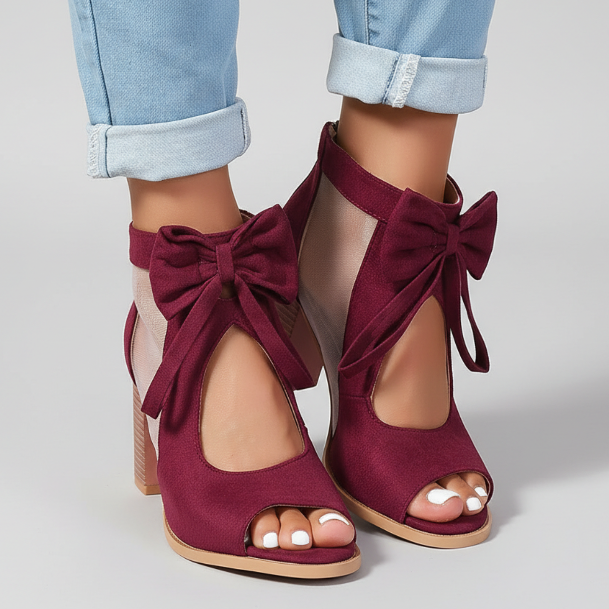 Sorella | Romantic Bow Tie Peep Toe Block Heels