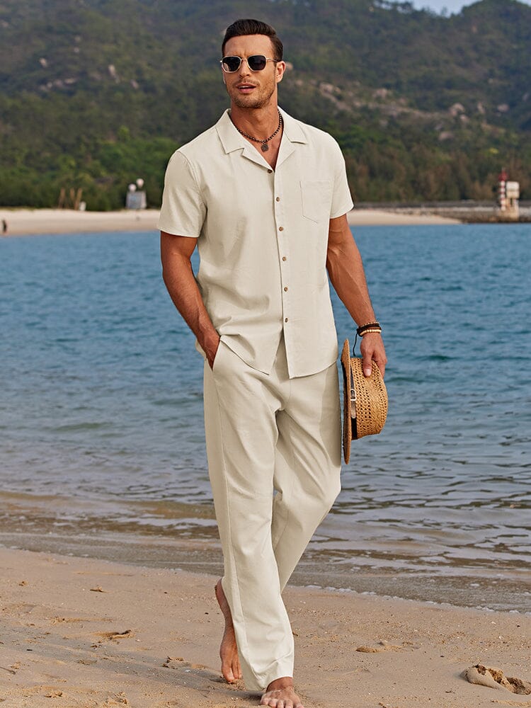 Stellan | Men's Relaxed Linen Short Sleeve Shirt & Trouser Set