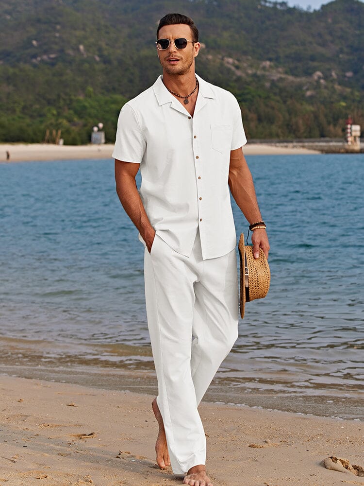 Stellan | Men's Relaxed Linen Short Sleeve Shirt & Trouser Set