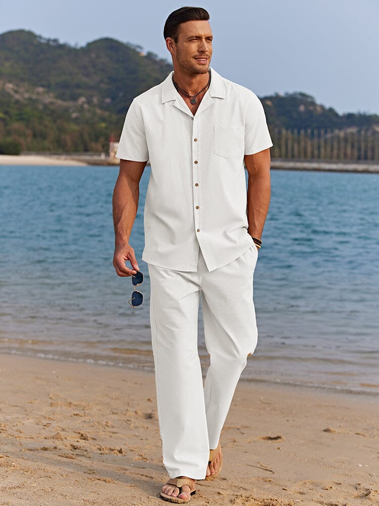 Stellan | Men's Relaxed Linen Short Sleeve Shirt & Trouser Set