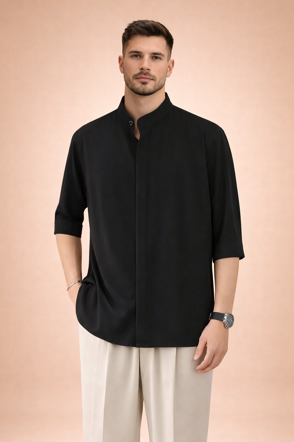 Kieran | Men's Classic Stand Collar Shirt