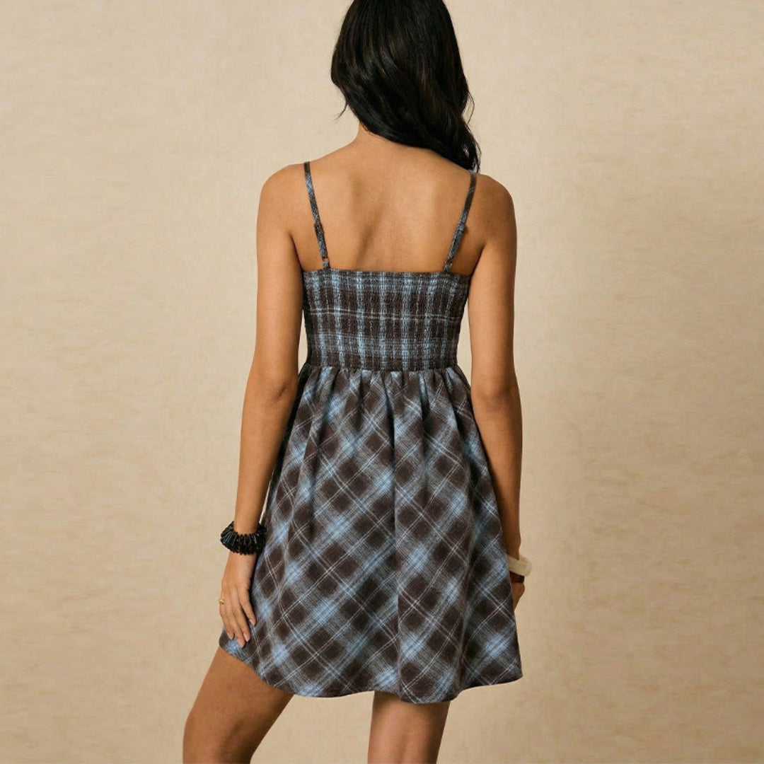 Ava | Casual Check Tie Front Mini Dress
