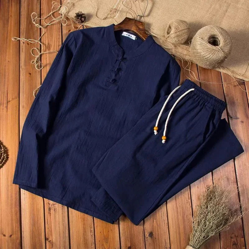Kieran | Men's Relaxed Linen Henley Two Piece Set