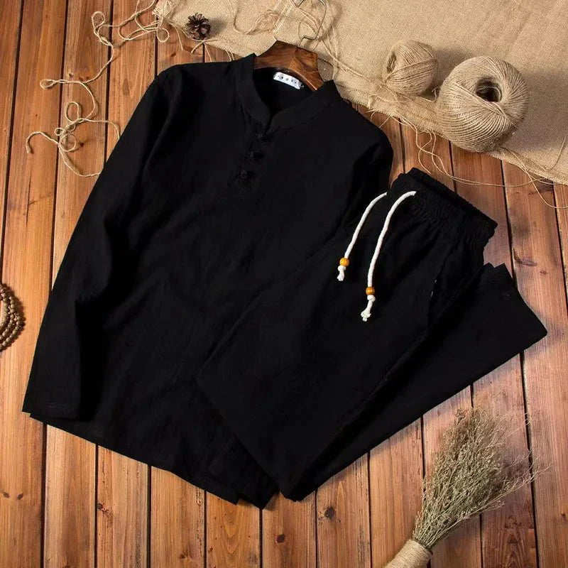 Kieran | Men's Relaxed Linen Henley Two Piece Set