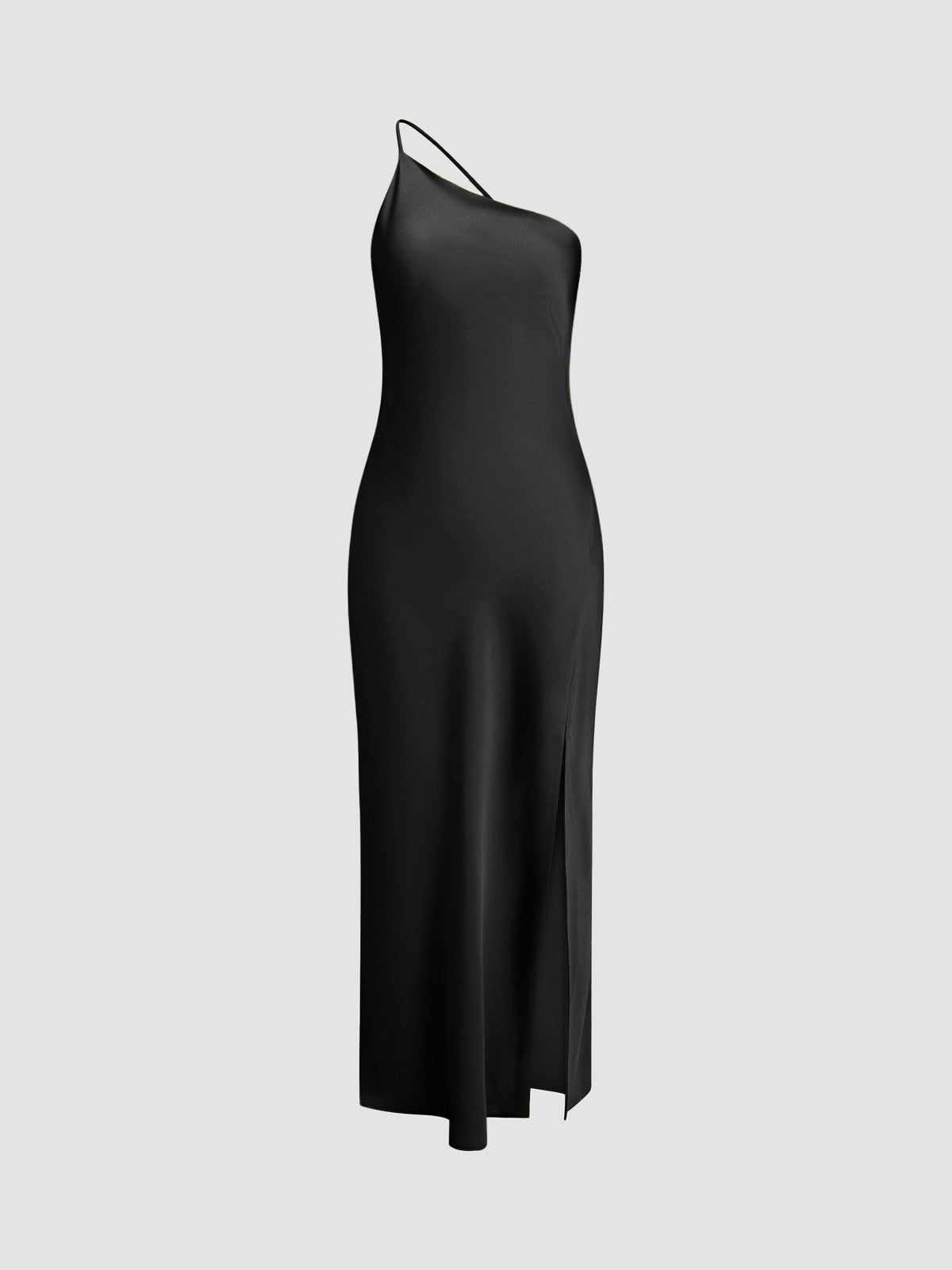 Women’s One-Shoulder Midi Dress with Open Back and Side Slit Detail