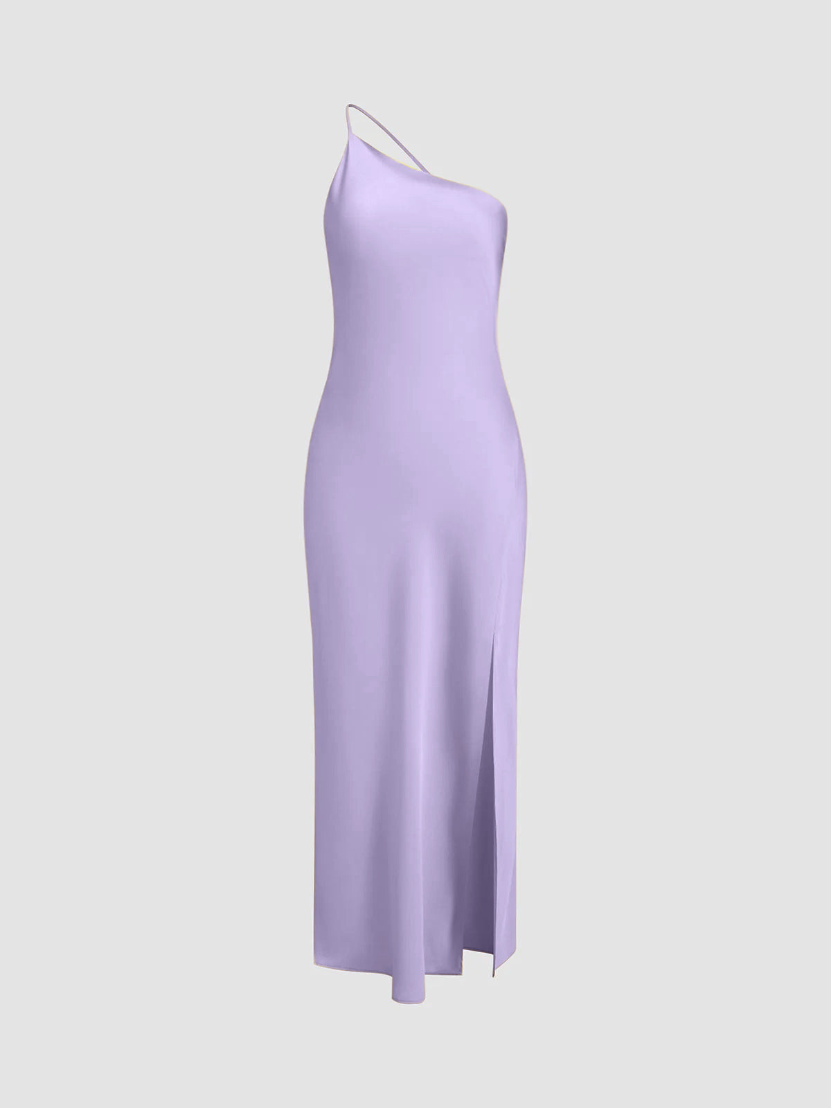 Women’s One-Shoulder Midi Dress with Open Back and Side Slit Detail