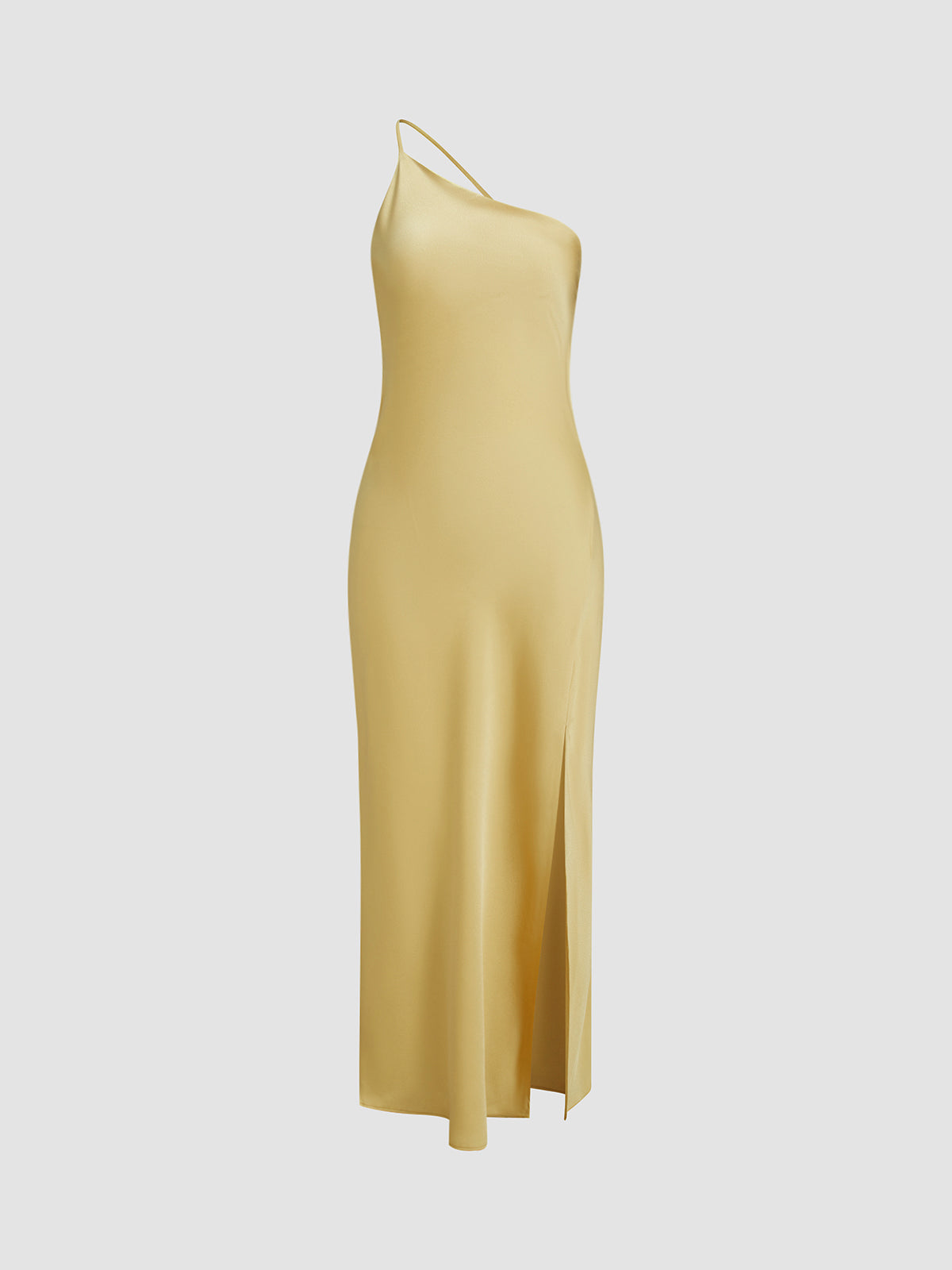 Women’s One-Shoulder Midi Dress with Open Back and Side Slit Detail