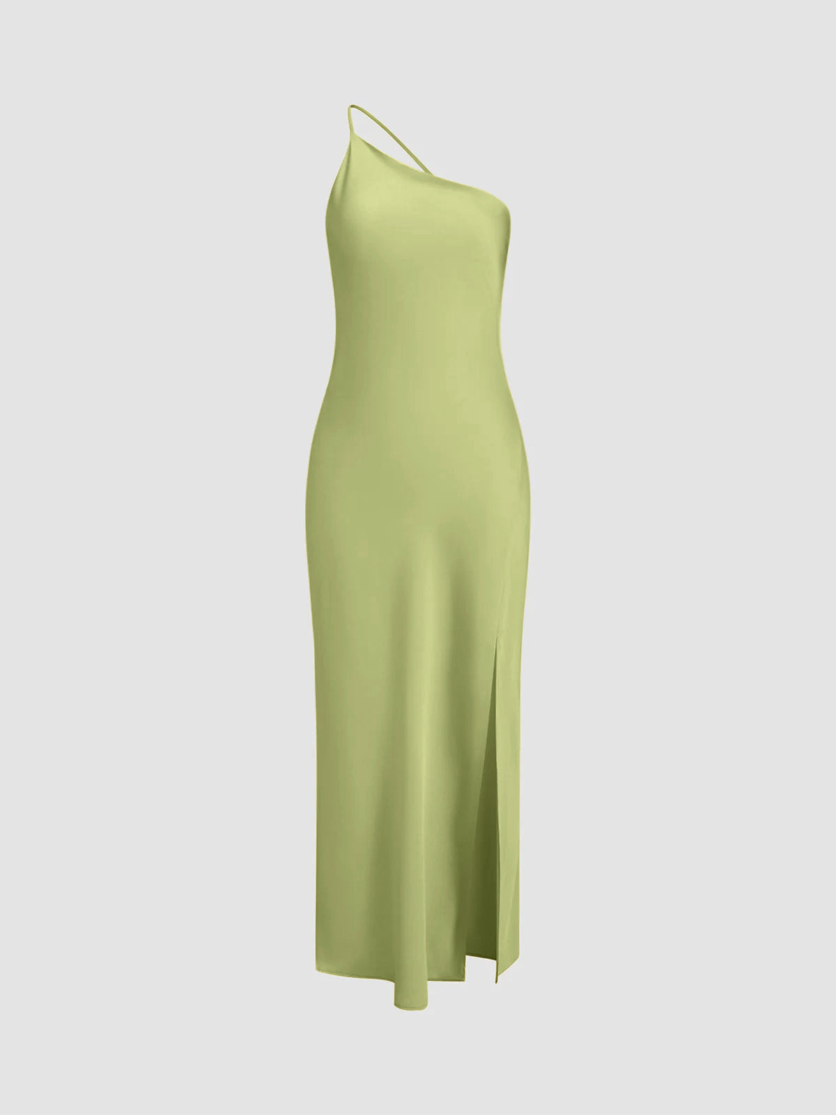 Women’s One-Shoulder Midi Dress with Open Back and Side Slit Detail