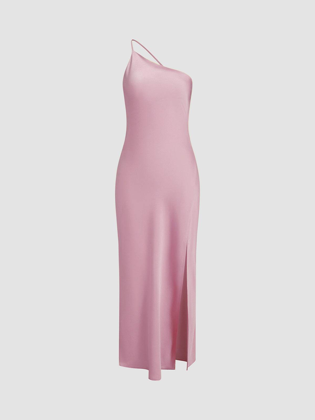 Women’s One-Shoulder Midi Dress with Open Back and Side Slit Detail