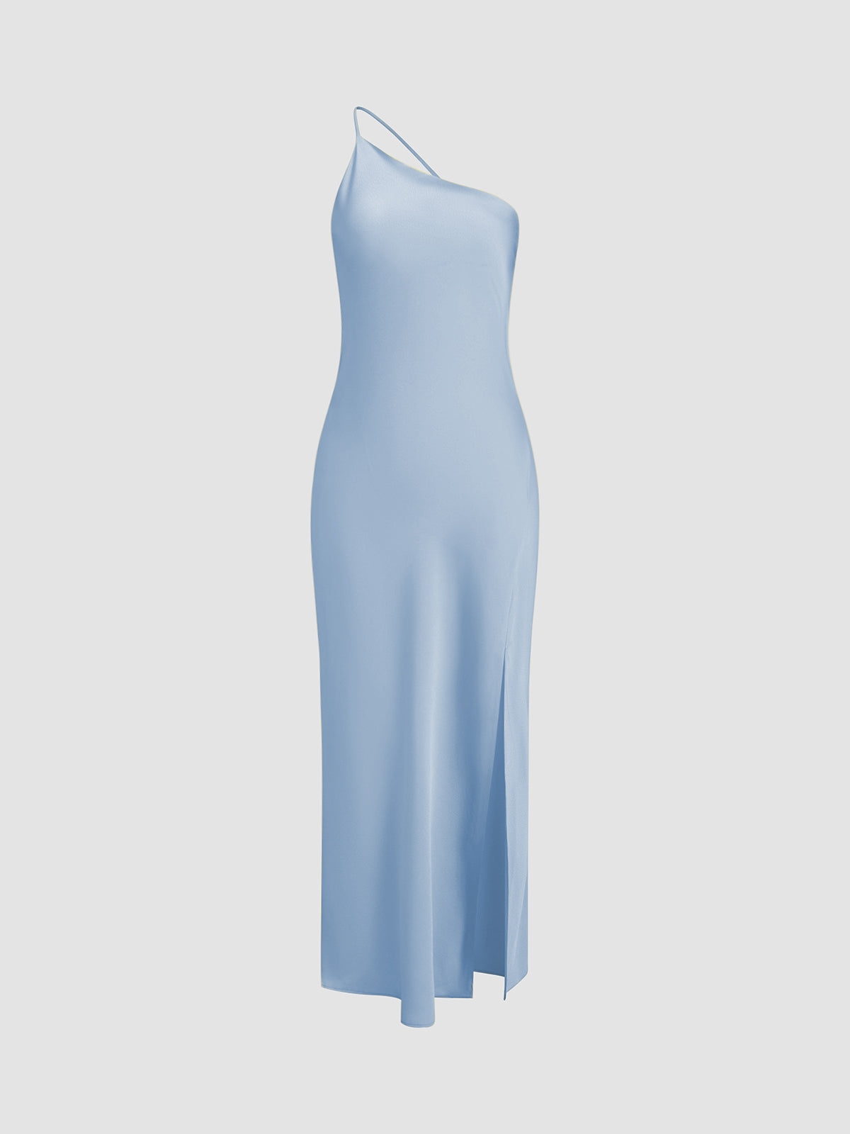Women’s One-Shoulder Midi Dress with Open Back and Side Slit Detail