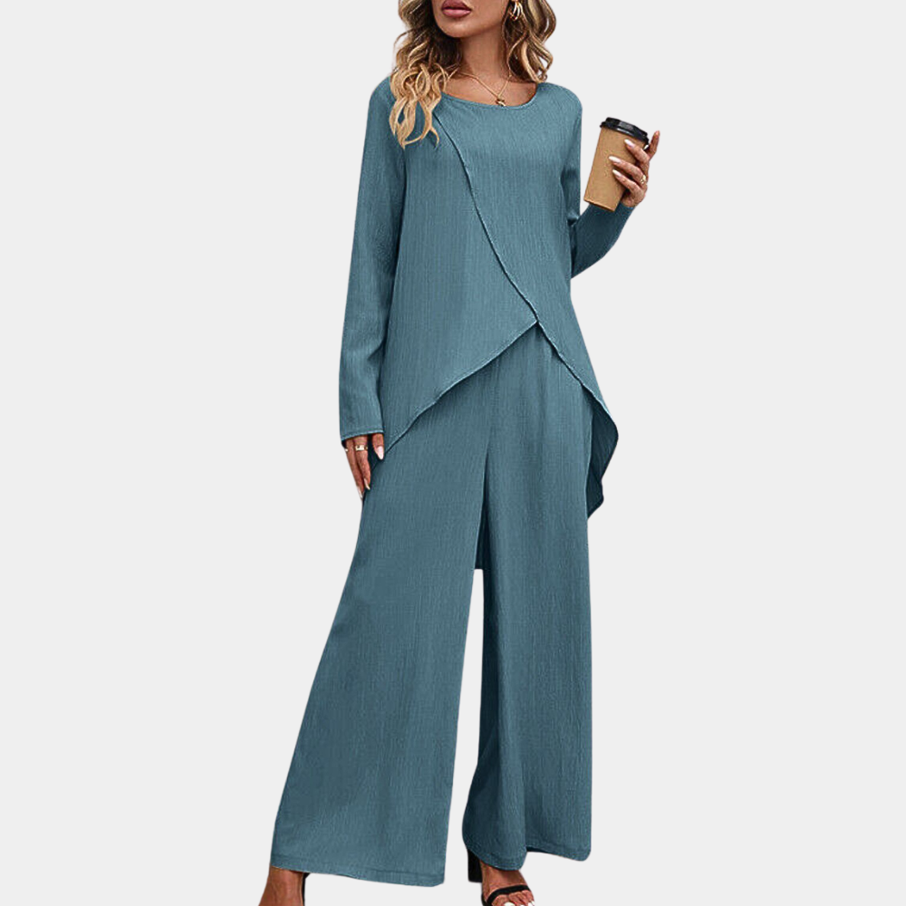 Beatrice | Elegant Asymmetric Wrap Two Piece Set