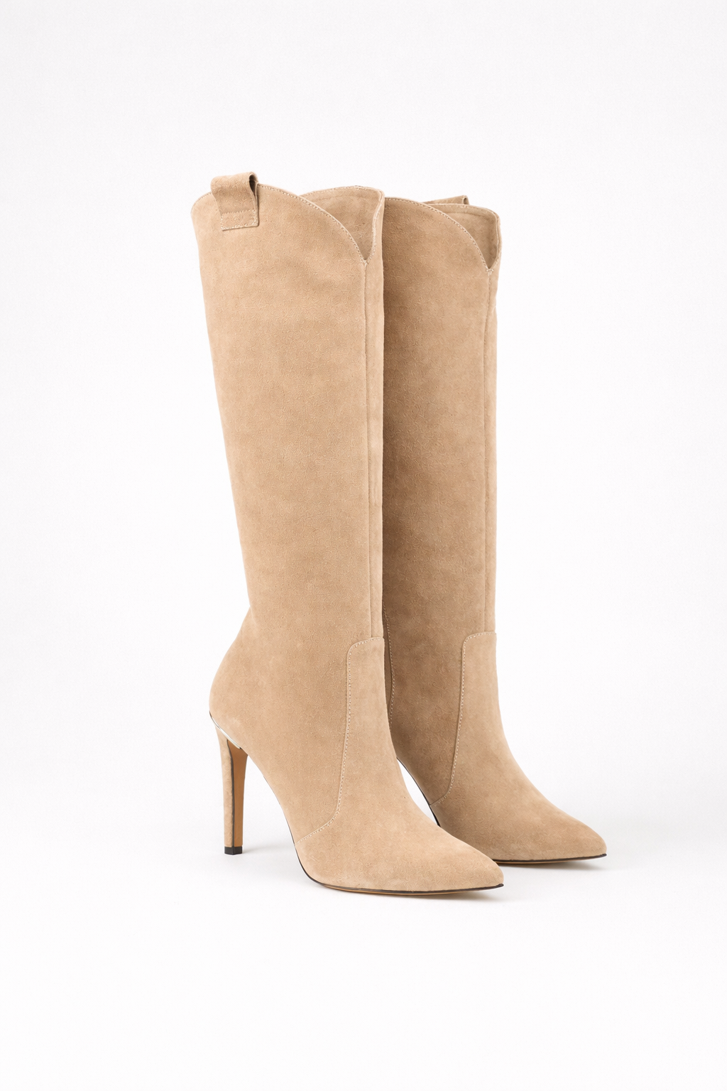Women's Knee High Boots - Pointed Toe - Stiletto Heel - Side Zip