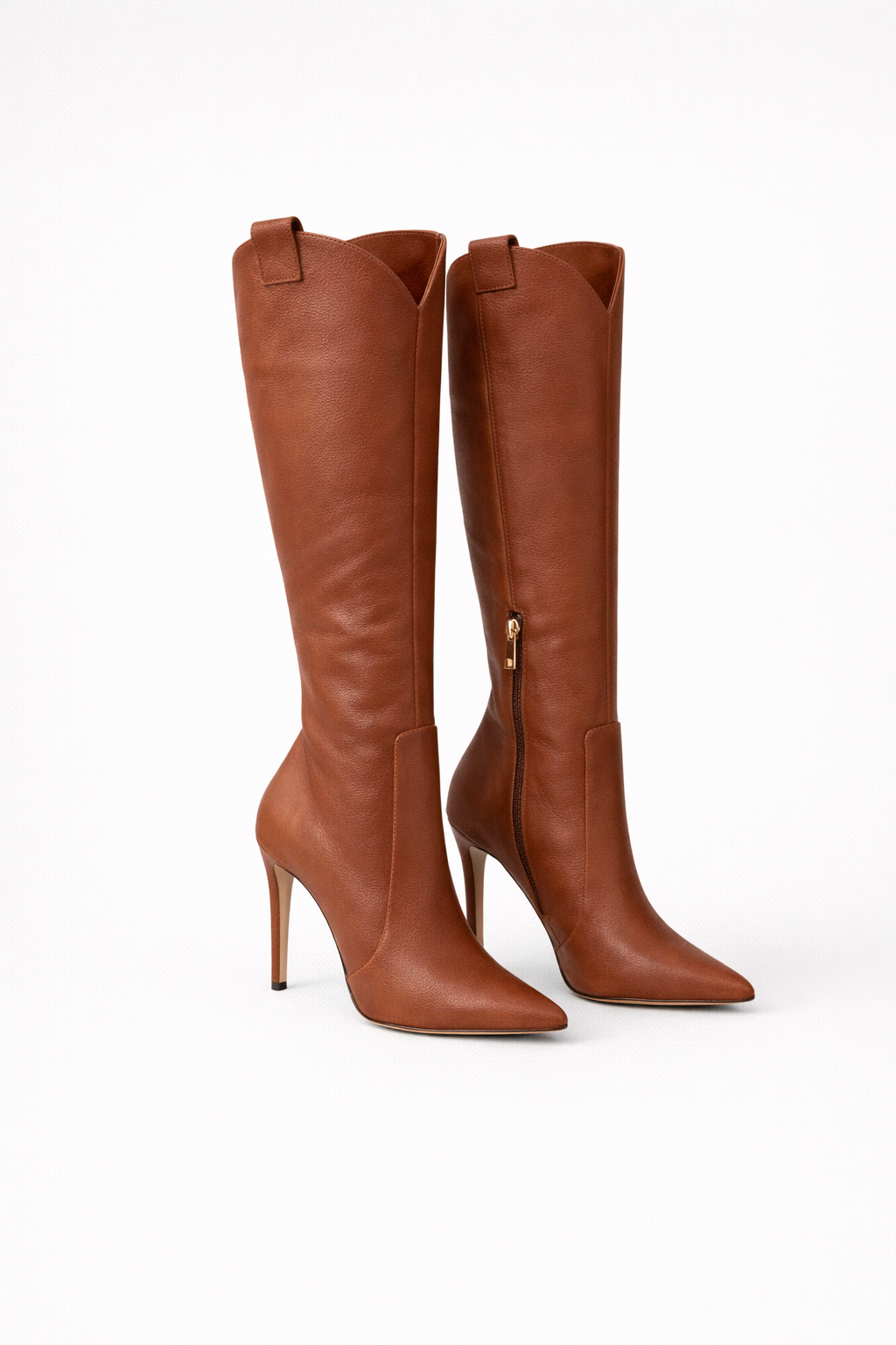 Women's Knee High Boots - Pointed Toe - Stiletto Heel - Side Zip