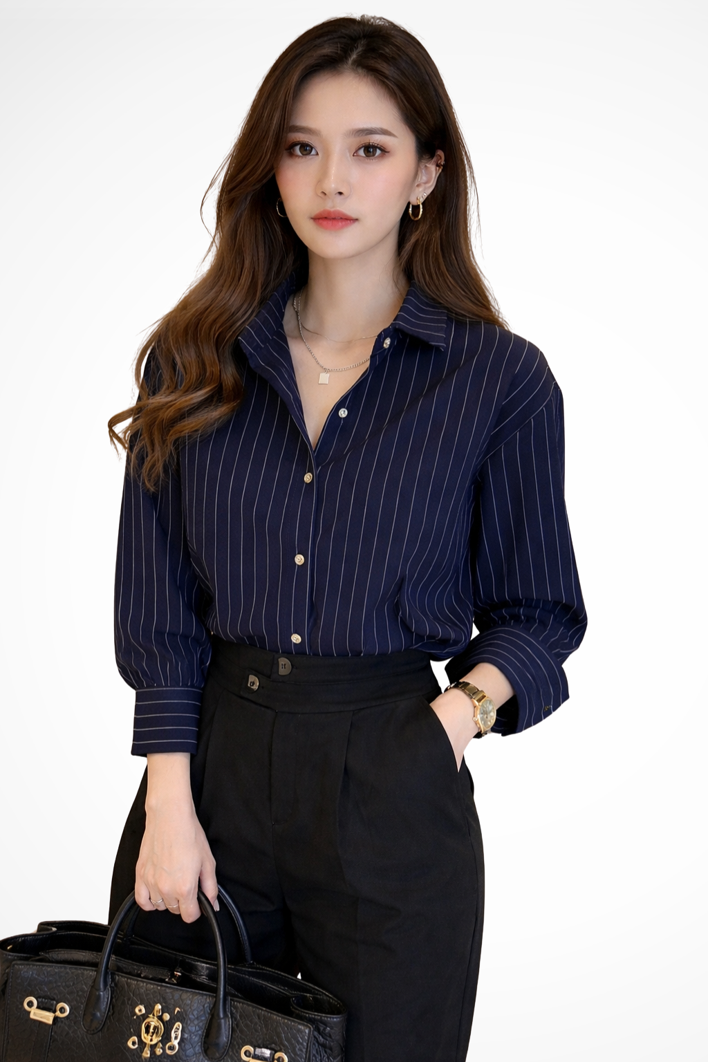 Felicity | Classic Pinstripe Button Down Shirt