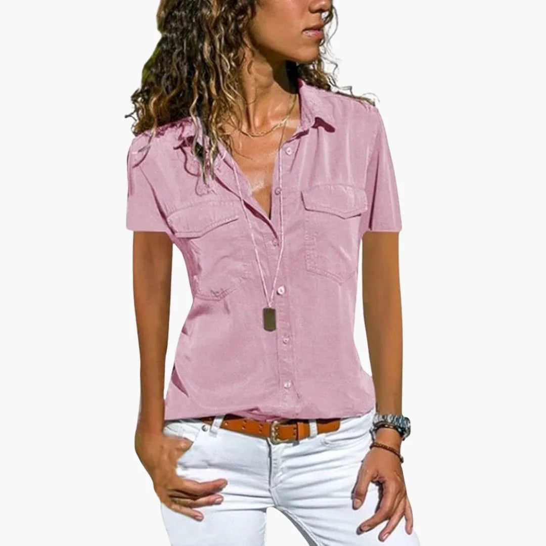 Ophelia | Casual Button Up Short Sleeve Shirt