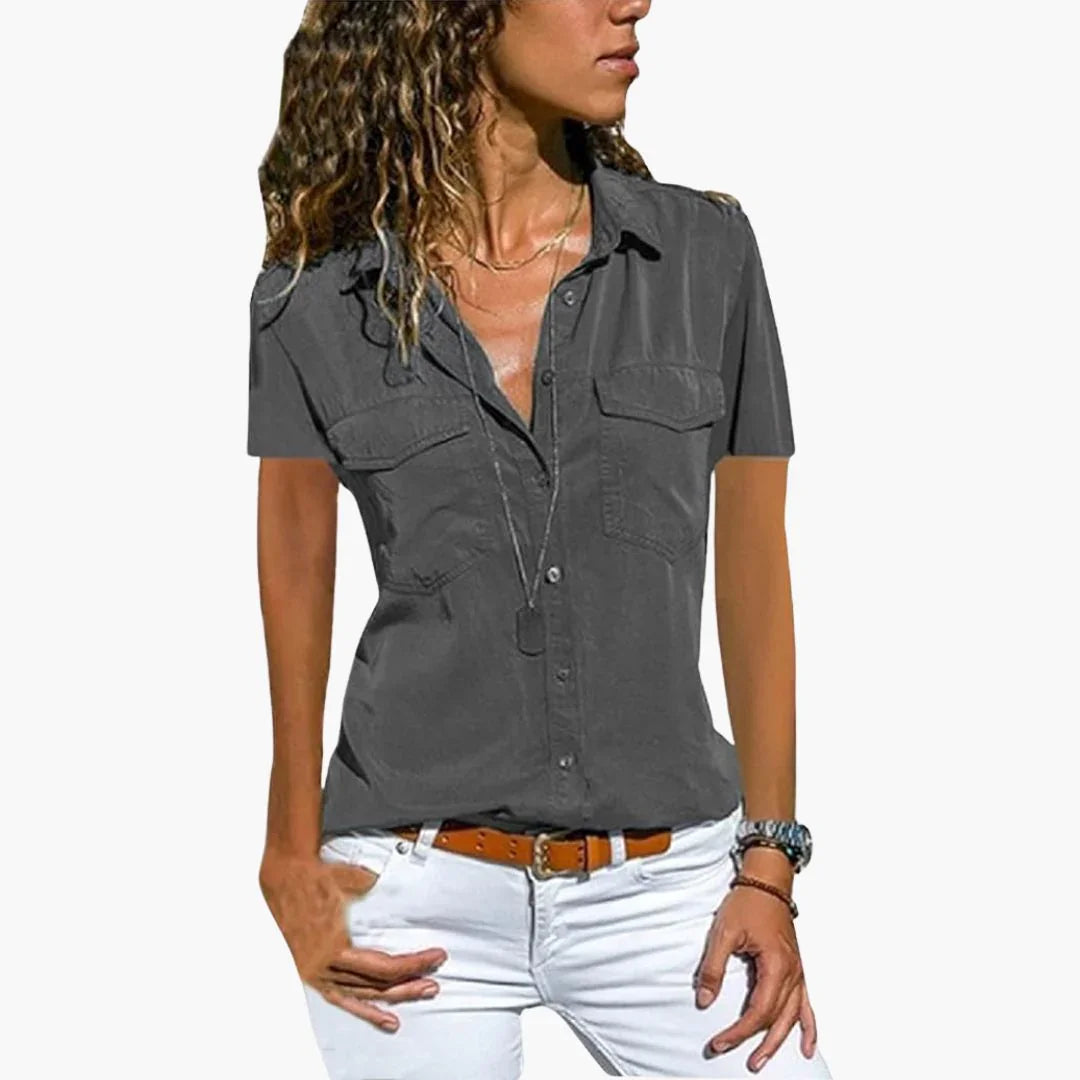 Ophelia | Casual Button Up Short Sleeve Shirt