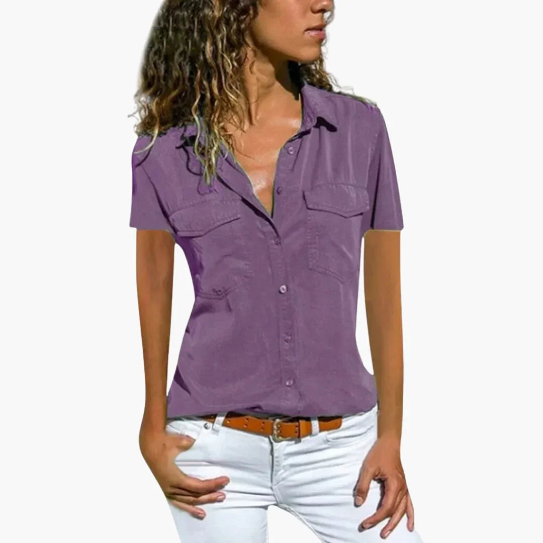 Ophelia | Casual Button Up Short Sleeve Shirt