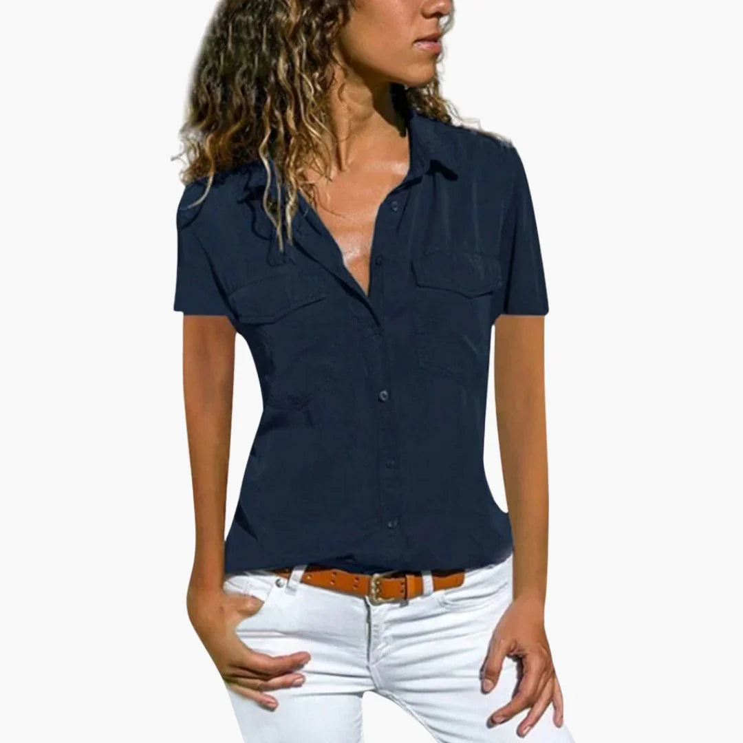 Ophelia | Casual Button Up Short Sleeve Shirt