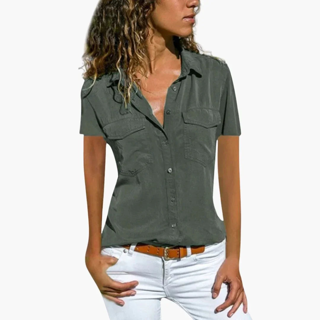 Ophelia | Casual Button Up Short Sleeve Shirt