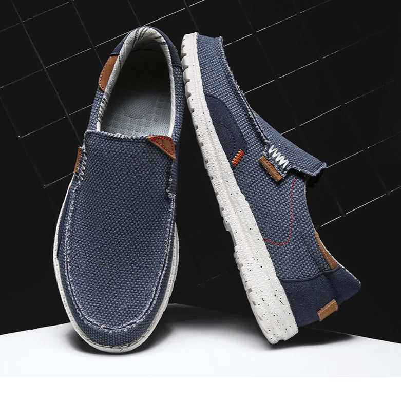 Men's Casual Canvas Loafers with Classic Slip-On Design and Structured Sole