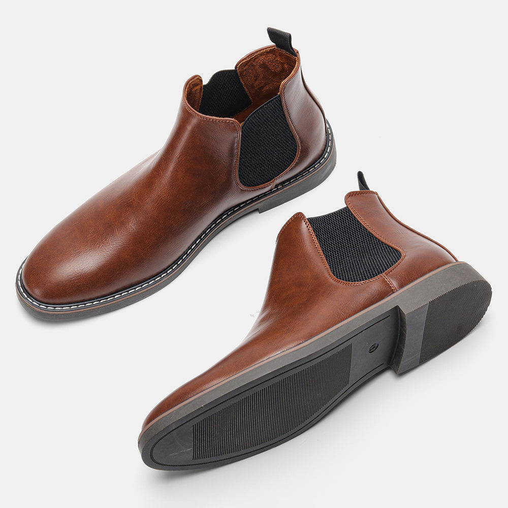 Men’s Classic Chelsea Boots with Elastic Side Panels and Sturdy Sole