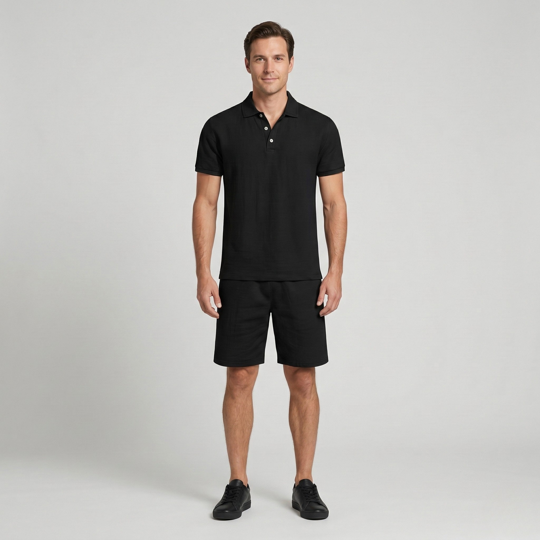 Men's Casual Summer Set - Polo Shirt with Cotton Shorts