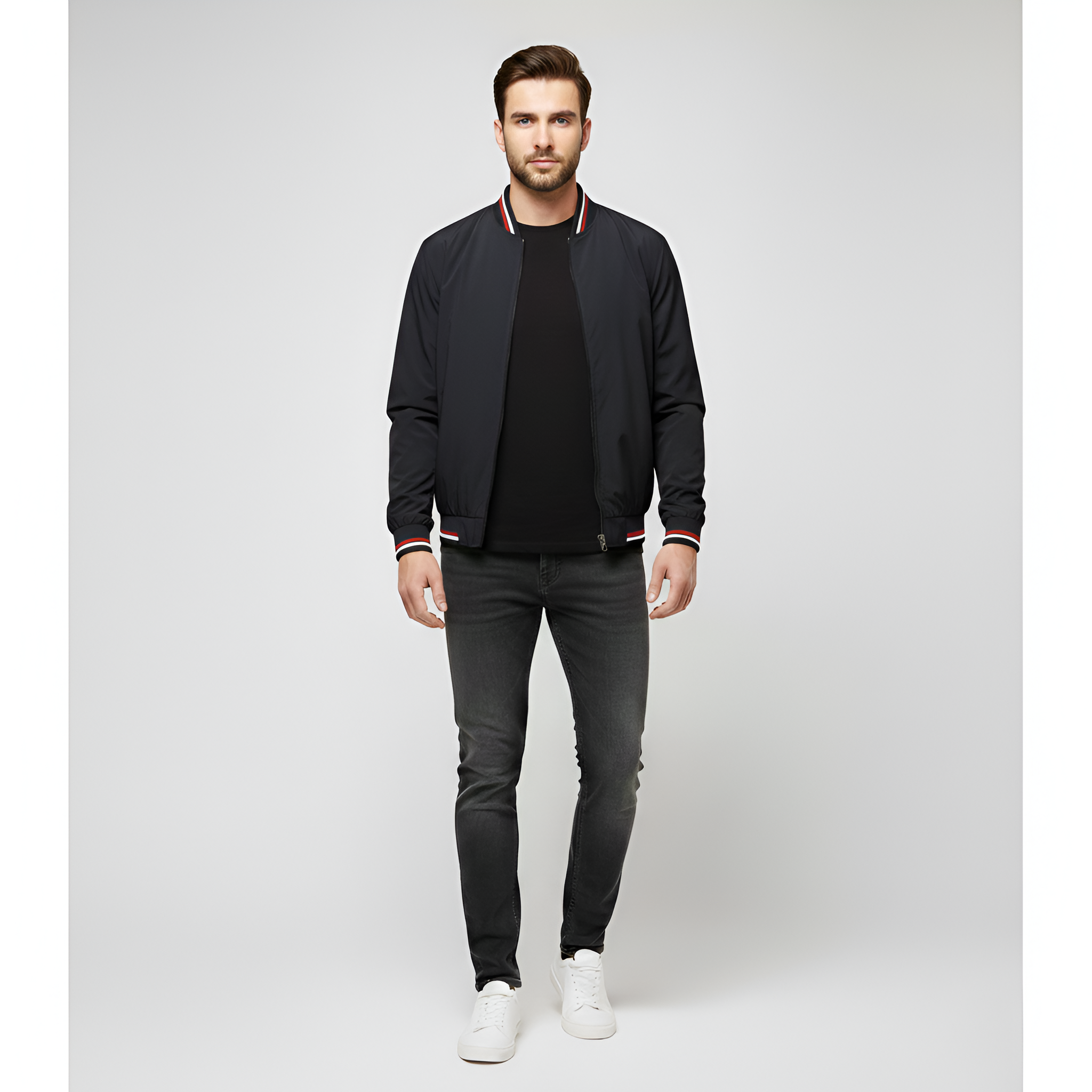 Men's Lightweight Bomber Jacket - Classic Zip Closure with Side Pockets
