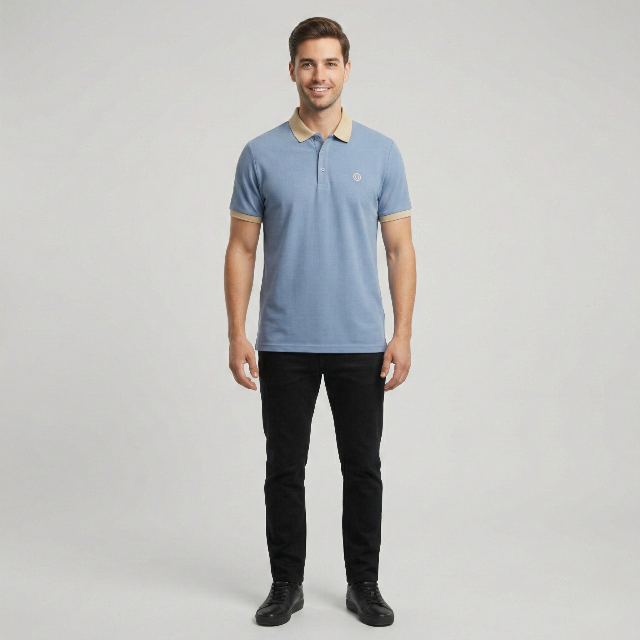 Men's Short-Sleeved Polo Shirt – Classic Collar Design in Cotton Blend