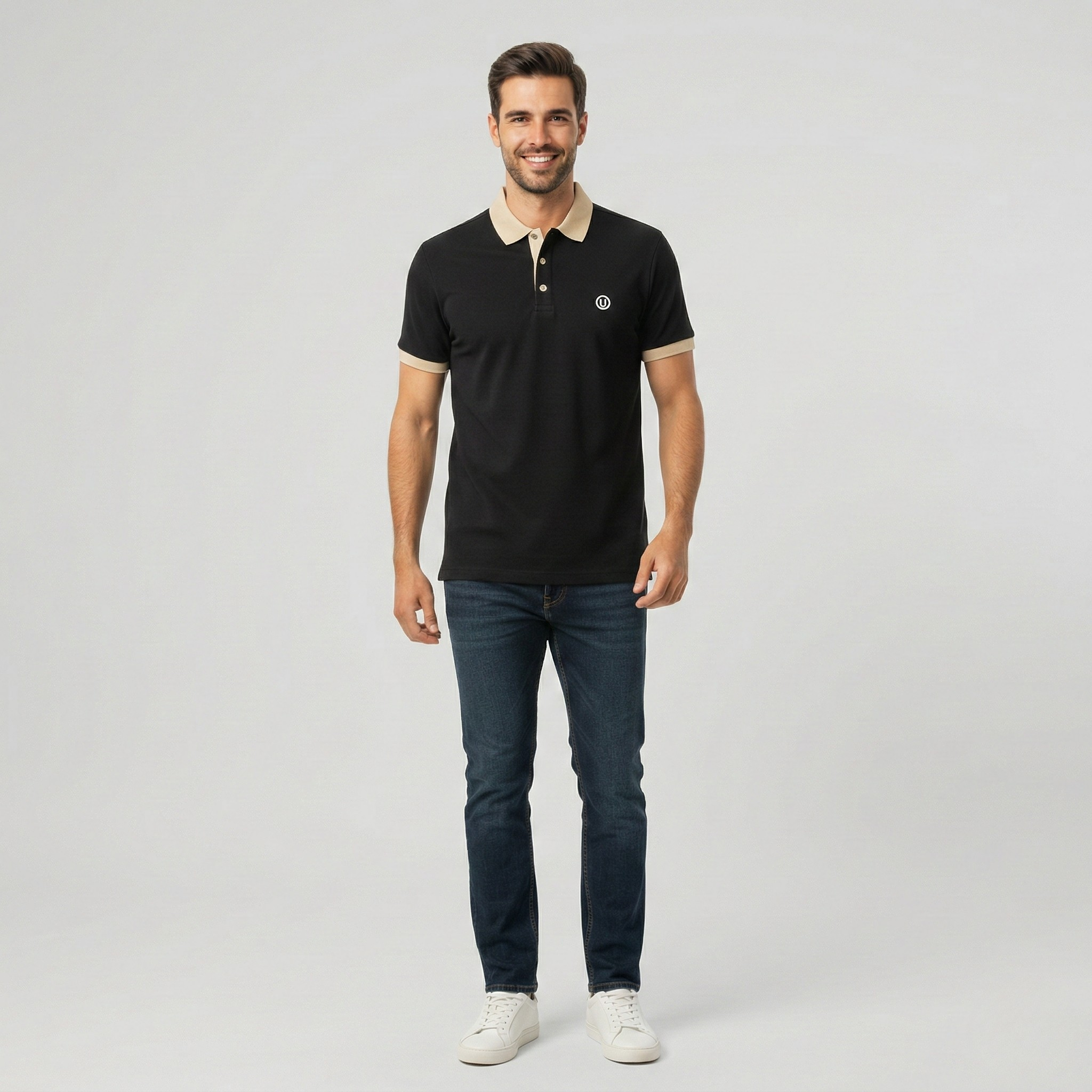 Men's Short-Sleeved Polo Shirt – Classic Collar Design in Cotton Blend