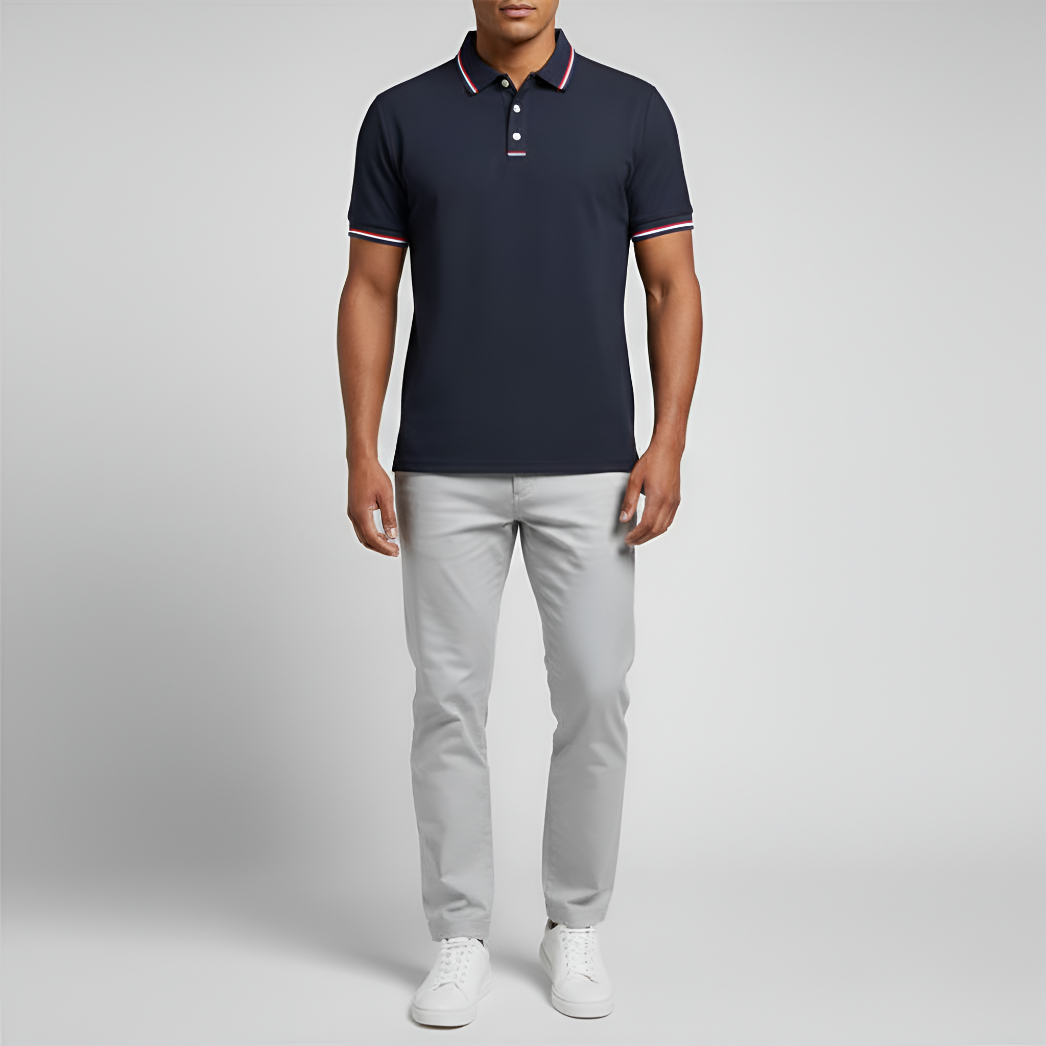Men's Classic Fit Short-Sleeved Polo Shirt in Cotton with Traditional Collar