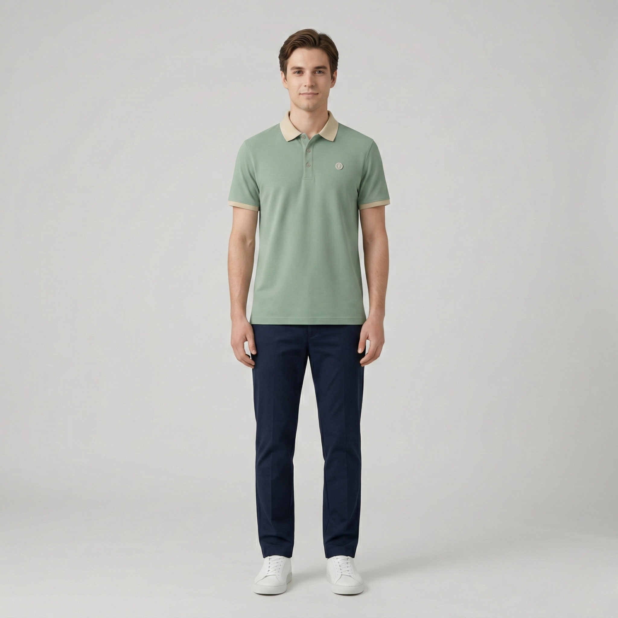 Men's Short-Sleeved Polo Shirt – Classic Collar Design in Cotton Blend