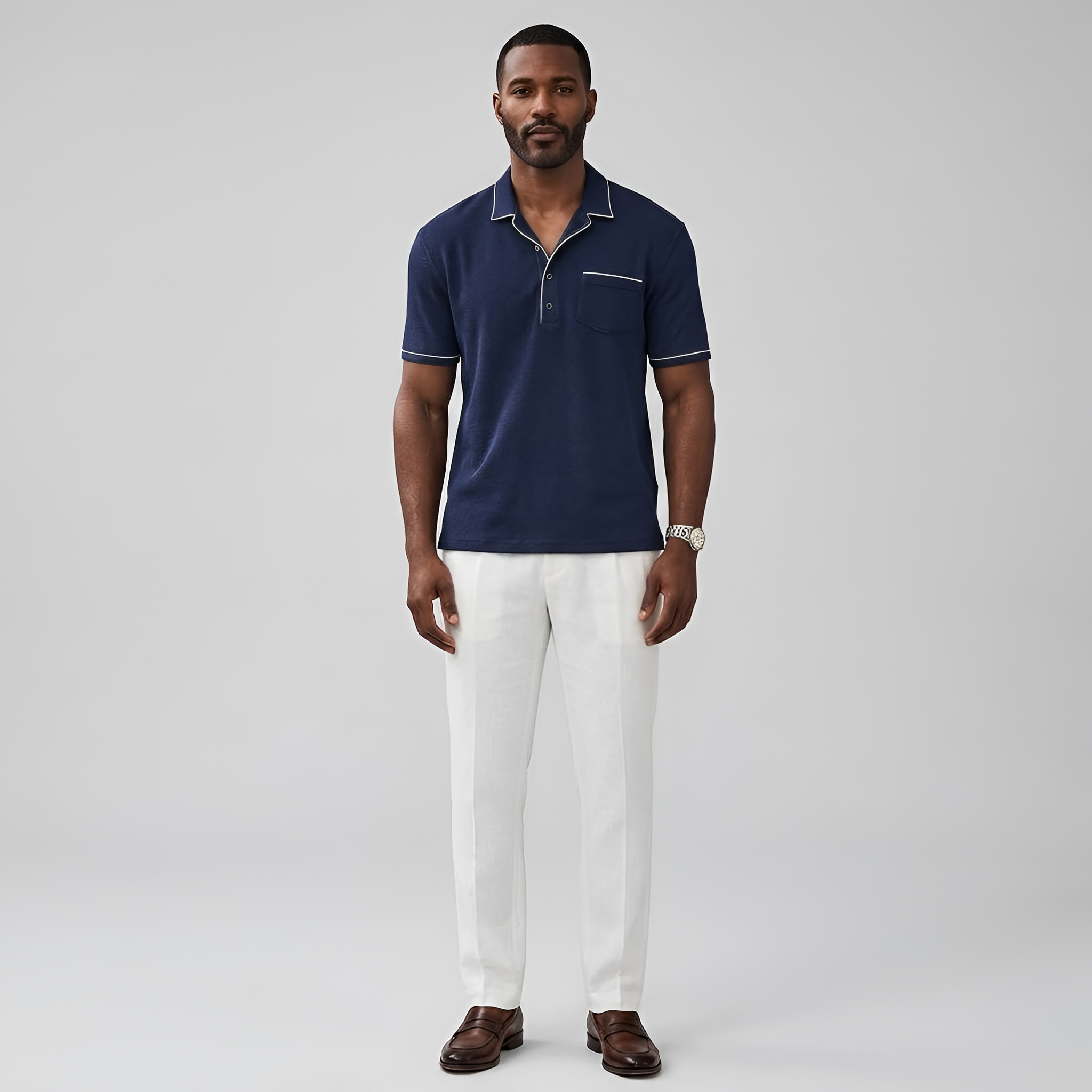 Men's Classic Casual Polo Shirt - Short Sleeve Design with Chest Pocket