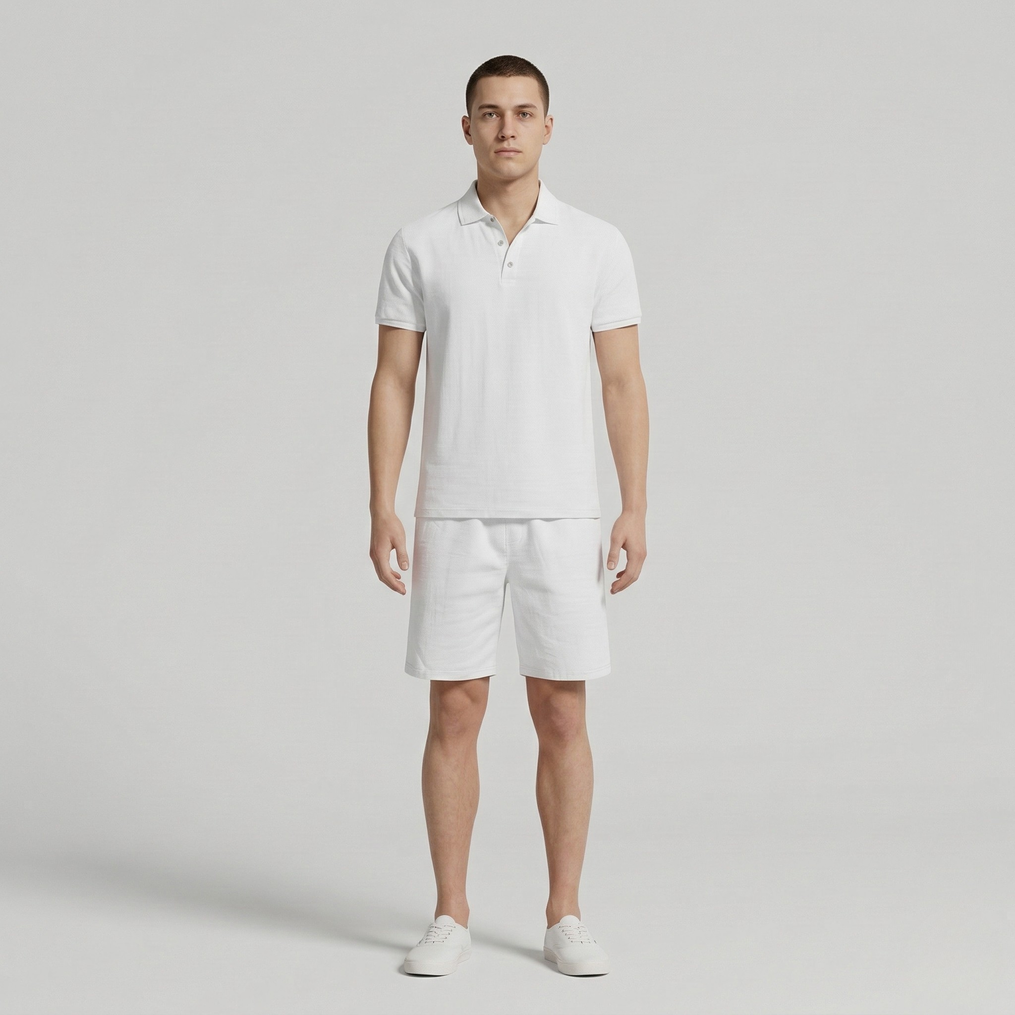 Men's Casual Summer Set - Polo Shirt with Cotton Shorts