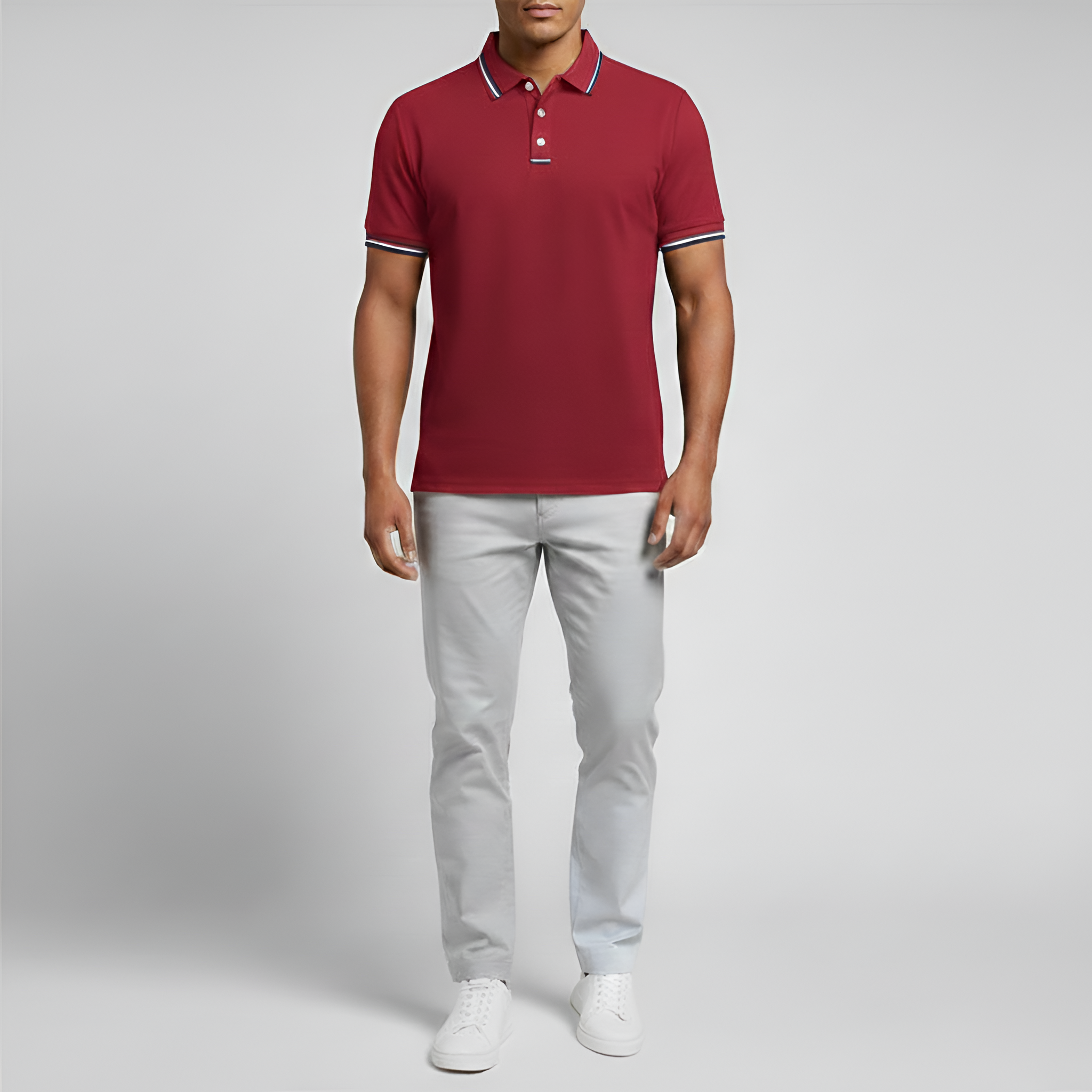 Men's Classic Fit Short-Sleeved Polo Shirt in Cotton with Traditional Collar
