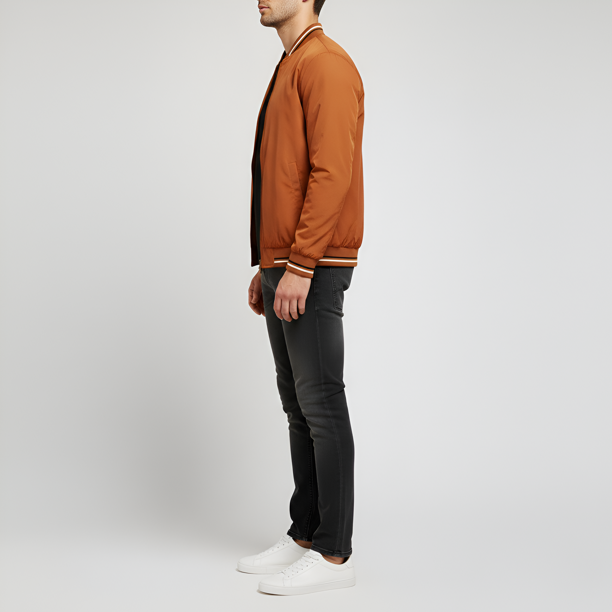 Men's Lightweight Bomber Jacket - Classic Zip Closure with Side Pockets