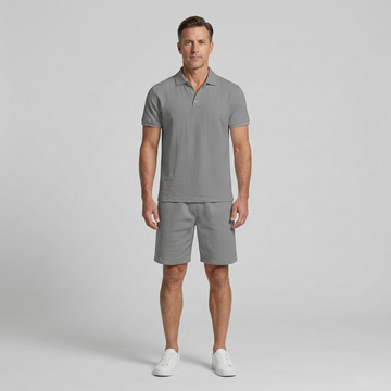 Men's Casual Summer Set - Polo Shirt with Cotton Shorts