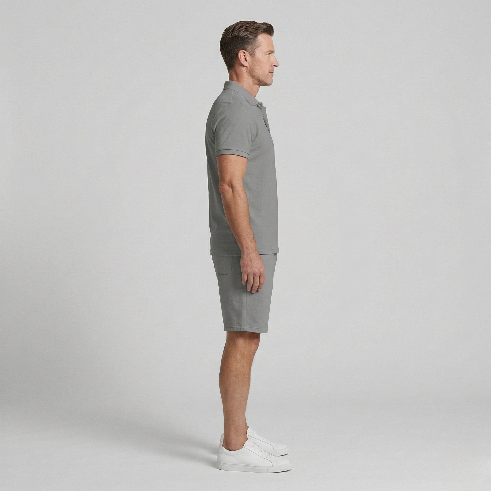 Men's Casual Summer Set - Polo Shirt with Cotton Shorts