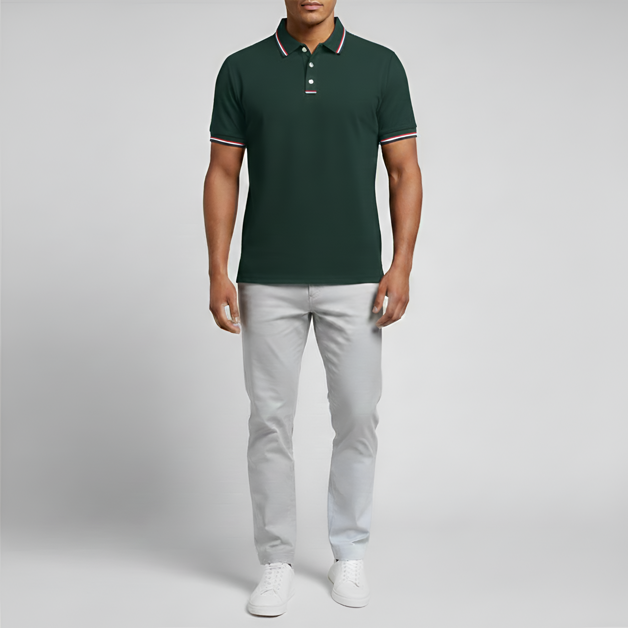 Men's Classic Fit Short-Sleeved Polo Shirt in Cotton with Traditional Collar