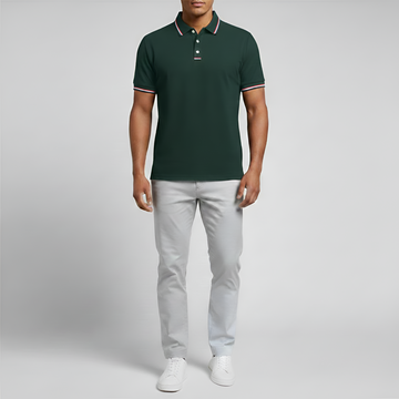 Men's Classic Fit Short-Sleeved Polo Shirt in Cotton with Traditional Collar
