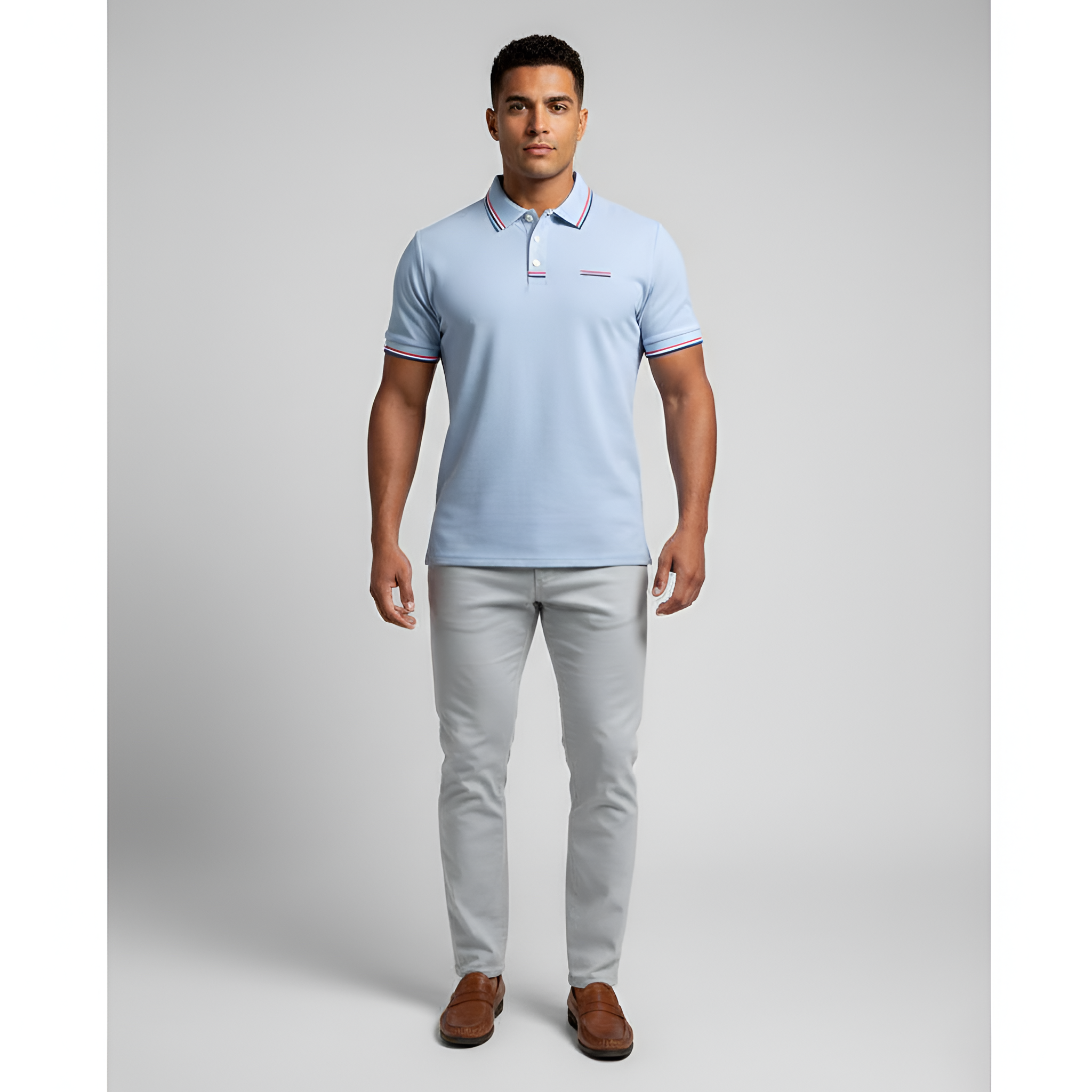Men's Classic Fit Short-Sleeved Polo Shirt in Cotton with Traditional Collar